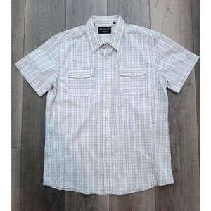 Red Level Nine men's collar short sleeve  button shirt white/grey XL